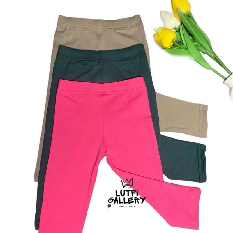 3 Pcs legging anak perempuan (Polos Semua) polos random bahan spandek katun dan knit rib  warna random Pakaian Fashion