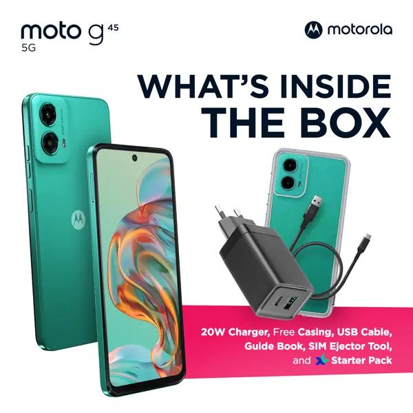 Motorola G45 5G 8+8/256GB - Up to 16GB Extended RAM - Snapdragon 6s Gen 3 - 6.5 inch Screen Size - Gorilla Glass 3 - 120Hz - 50MP Main Camera - 5000mAh - NFC - Dolby Atmos Stereo Speaker 6