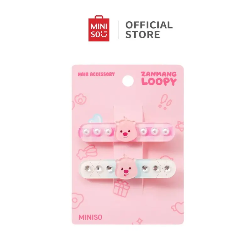 Miniso x ZANMANG Loopy Collection Hair Clips Checkered Jepit Rambut 2pcs Dekorasi Rambut Yang Lucu Cocok Untuk Orang Dewasa dan Anak-anak Aksesoris 1