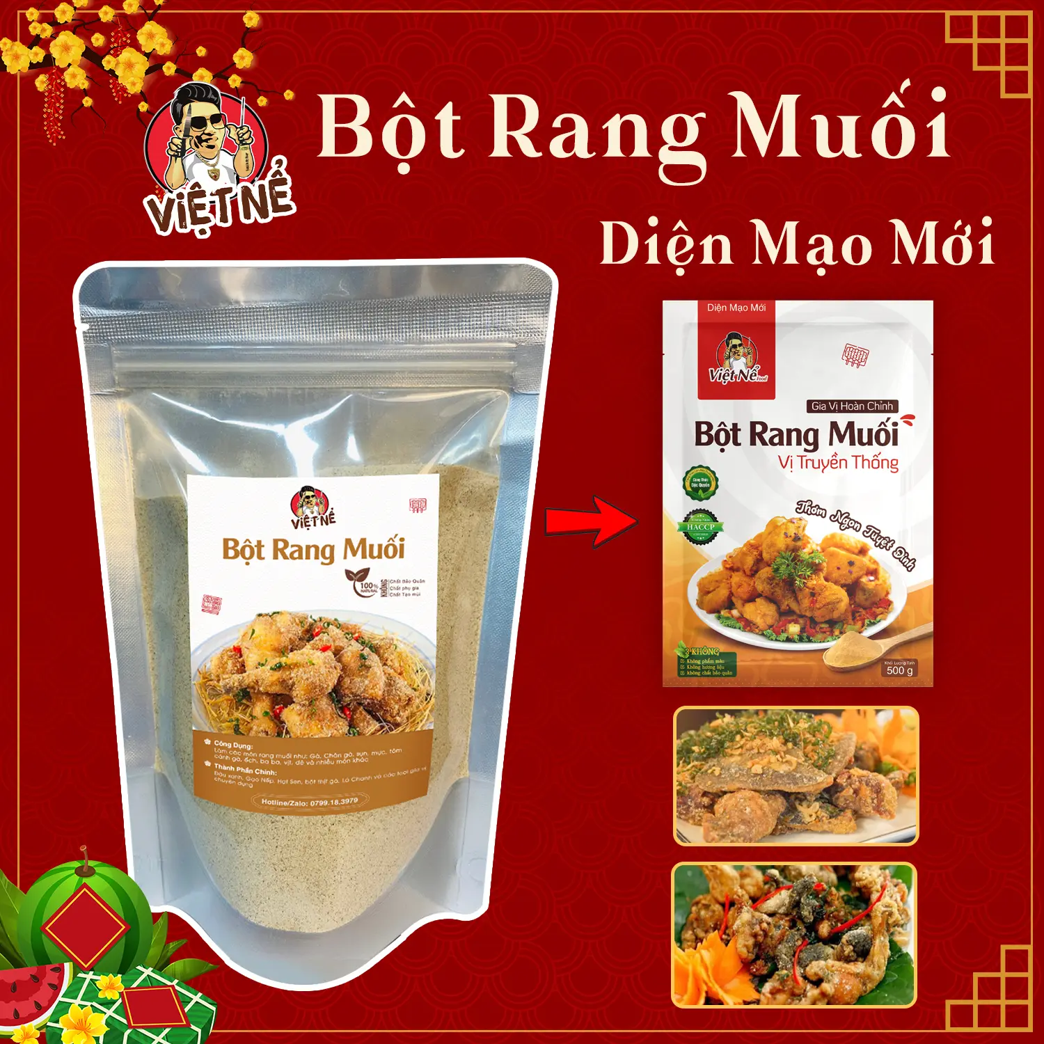 Bột Rang Muối Vị Truyền Thống Làm Các Món Gà, Tôm, Ba Ba, Dê, Ếch, Sụn Gà, Cá Rang Muối - Việt Nể Gia Vị