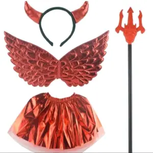 Costume Kids Red demon Devil wing set 4 in 1 Kostum halloween anak