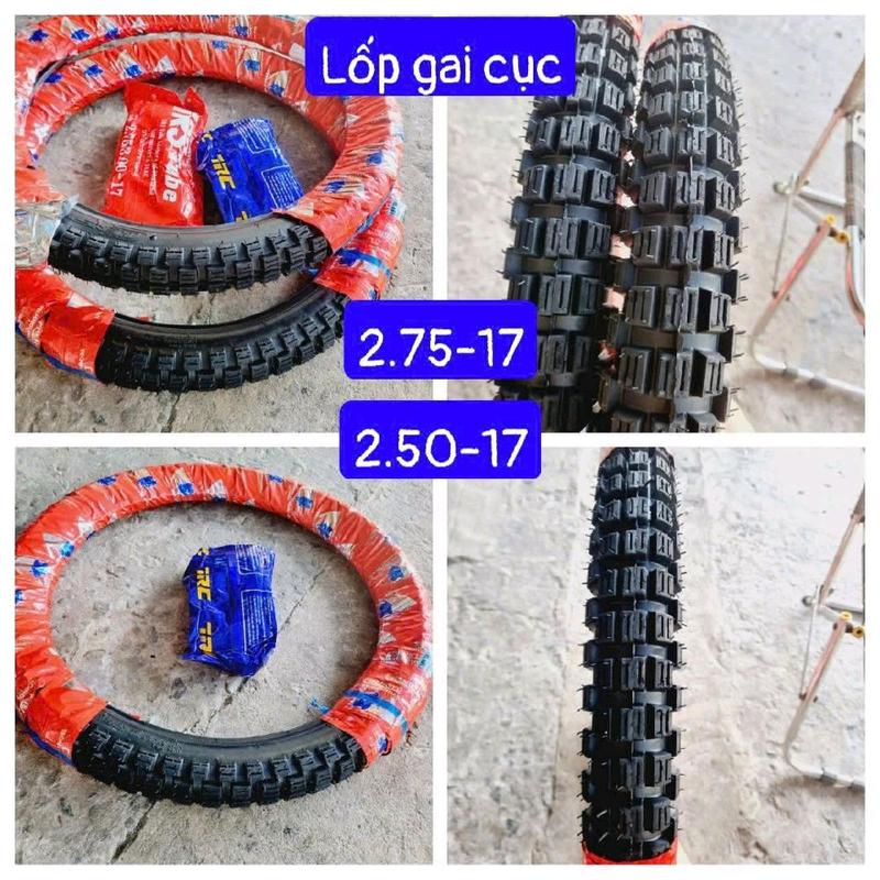 Lốp gai chân chó đi đường đất ,đường rừng 250(70) và 275(80) cho Xe Wave Sirius Futre các loại và Xe Vành 17