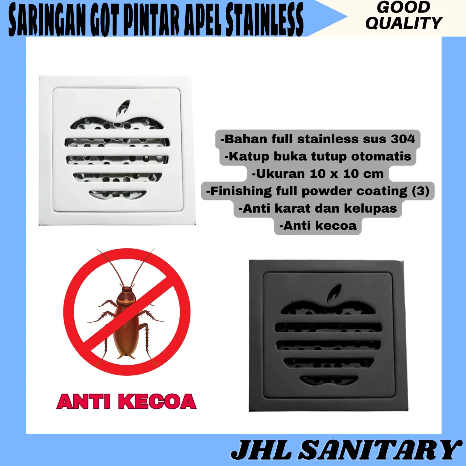 Saringan Got Kamar Mandi Pintar Floor Drain Model Apel Stainless Sus 304 Drat Kuningan