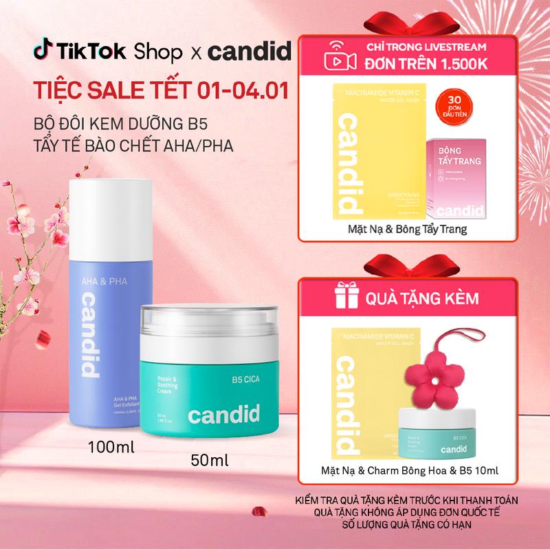  Bộ Đôi Hỗ Trợ Cải Thiện Và Phục Hồi Làn Da AHA PHA 100ml & Kem Dưỡng B5 Cica 50ml 