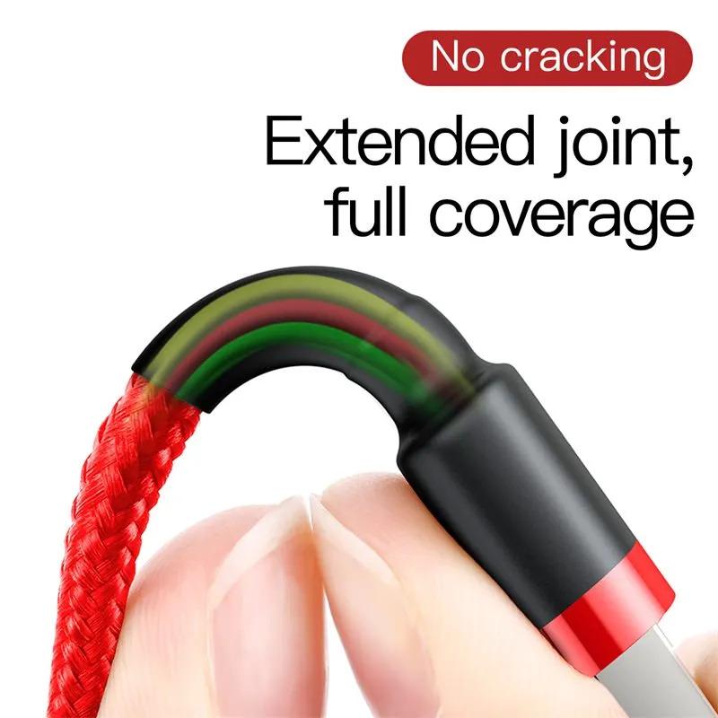 Baseus Cafule Cable USB For Type C Reversible Micro USB IP Phone 2A Extra Long 2m 3m Fast Charging 2