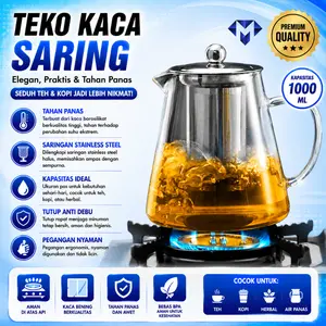 Teko Kaca CUPS Teapot Saringan Pembuat Ramuan Herbal Pitcher Infuser