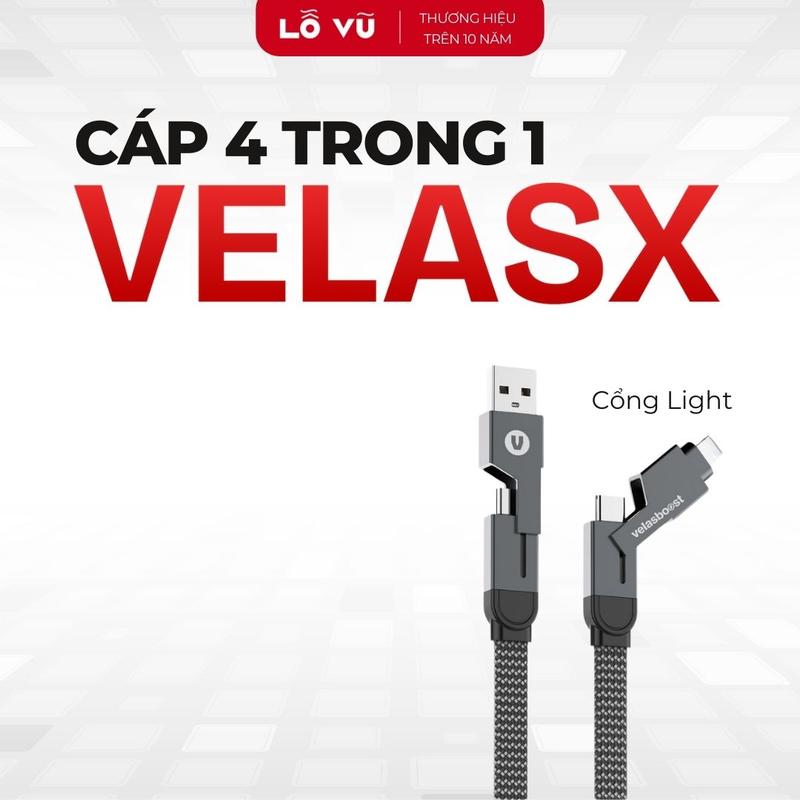 LoVu Dây sạc nhanh 4 trong 1 velasX velasboost, Truyền dữ liệu, Bọc dù, Đầu nam châm, Sạc đa năng - Lỗ Vũ 1, levu01