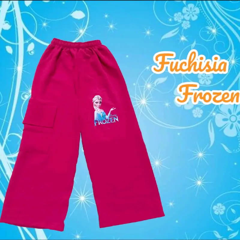 Cargo crinkle airflow/Celana cargo/kargo anak perempuan cantik/Celana anak motip/Celana cargo Kulot Frozen Fashion 5