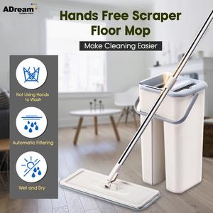 Mop With Bucket Flat Mop Squeezer Floor Mop Map Cleaning 360 Spin Mop With Pad Replacement Refill