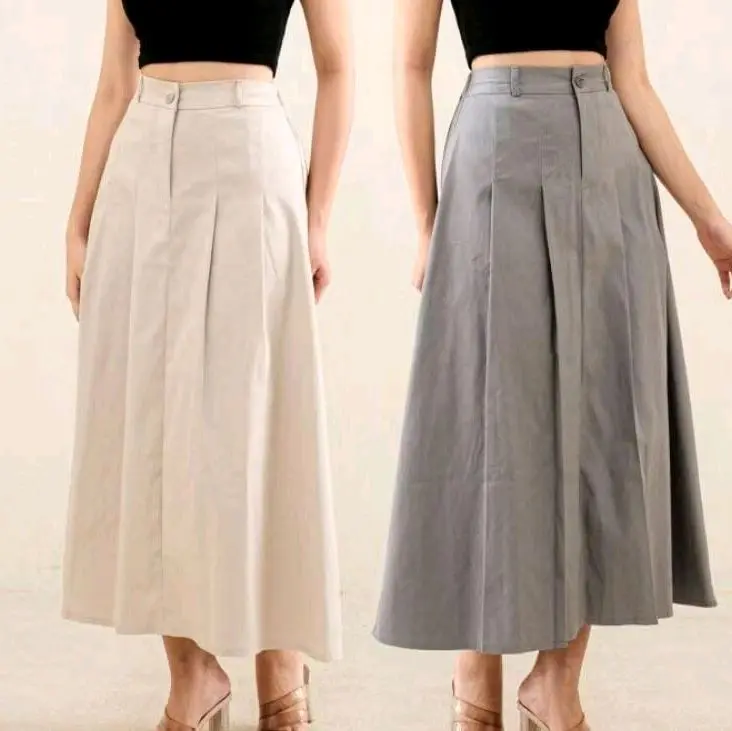 Molina skirt rok panjang wanita basic bahan cottun twill premium