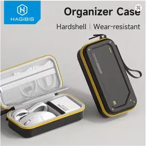 Hagibis Electronic Organizer Traveling Case Bag Eva Hardshell Pu Portable Carrying Pouch For Mouse Charger Cable Accessories Phone Mobile