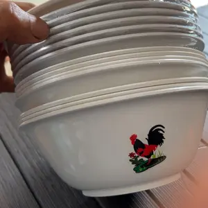 MANGKOK JAGO PUTIH PLASTIK 12 PCS ( 1 LUSIN ) - Mangkok jago legendaris BPA FREE