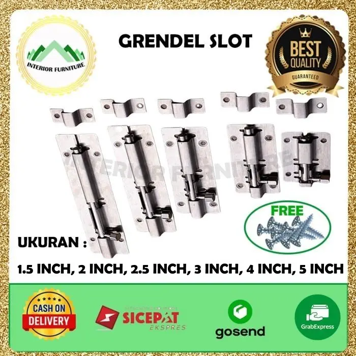 Grendel Pintu 2 inc - 5 inc Slot Selot Jendela Kunci Kamar Stainless / Grendel Slot Jendela / Grendel Slot Pintu Kamar Mandi