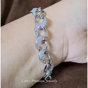 Gelang Perak Rantai Berlapis Berlian Titanium 22 K (Silver)