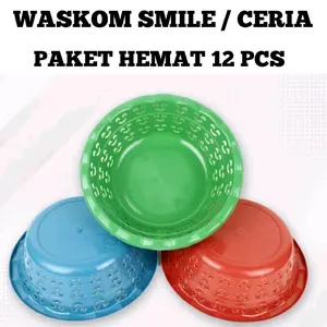 ( 12 PCS ) Waskom Horra Smile Hajatan Termurah Anti Pecah | | Waskom Smile Ceria Warna Hijau Biru Merah