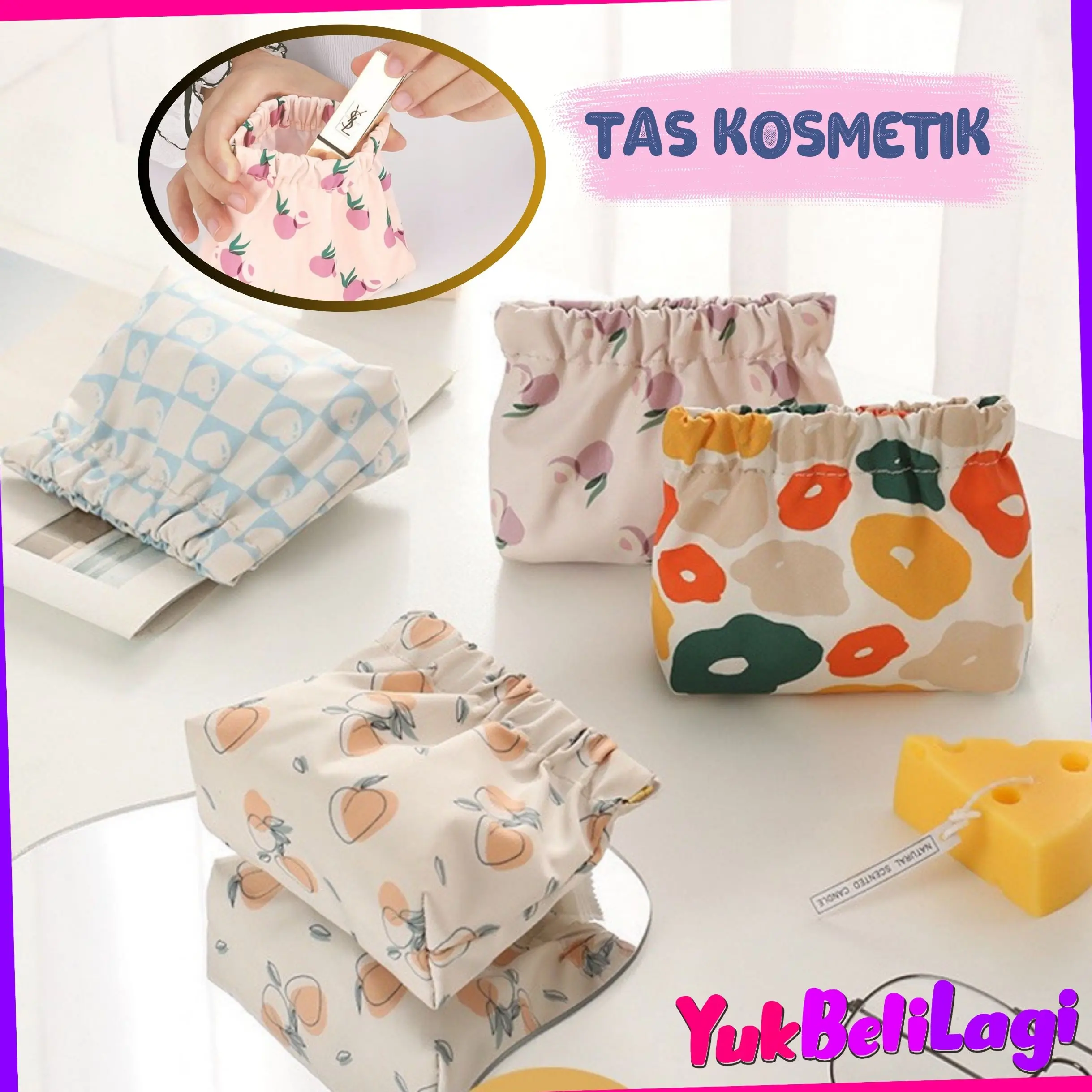 YBL-COD Tas Penyimpanan Lipstick tas mini penyimpanan Multifungsi Portable Bentuk Kotak Motif Kartun Pouch Penyimpanan Serbaguna Lipstik Kosmetik mini pouch strorage bag Kabel Data Earphone Usb Kain (BELI LOKAL)