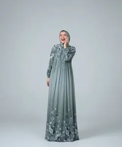 Gamis Ameena Ceruty Double Furing Dress Wanita Muslim Gamis Lebaran Kekinian Terbaru Free Jilbab