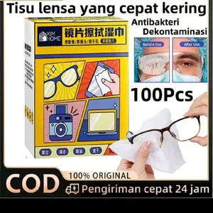 {1 Pak isi 100} Lap Tisu Kacamata Anti Embun Anti Fog Wipes For Glasses 100 Pcs Antibakteri Dekontaminasi Cepat Kering Praktis & Mudah Digunakan