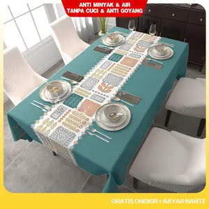 {COD} Loyal Bosque Taplak Meja Makan Motif Tahan Air Ukuran 4-10 kursi Taplak Ruang Tamu Persegi Panjang Anti Noda Bahan EVA / D11-2A-04