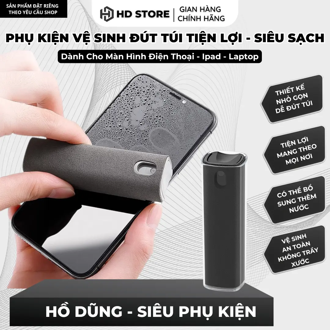 Bộ Vệ Sinh Màn Hình Điện Thoại, iPad, Laptop Tích Hợp Sẵn Dung Dịch Làm Sạch – Nhỏ Gọn Đút Túi, Lau Sạch Vân Tay & Bụi Bẩn