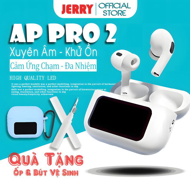Tai nghe Bluetooth AP Pro 2 ultra Xuyên Âm - Chống ồn ANC ENC Pin trâu 6-7 Tiếng Chống nước Mic đàm thoại Không delay Full Box Đầy Đủ Tính Năng Bảo Hành 6 Tháng Nhét Tai Nghe Nhạc Nhét Tai Nghe Nhạc Earphone pro2 anc iphone chính hãng Kem