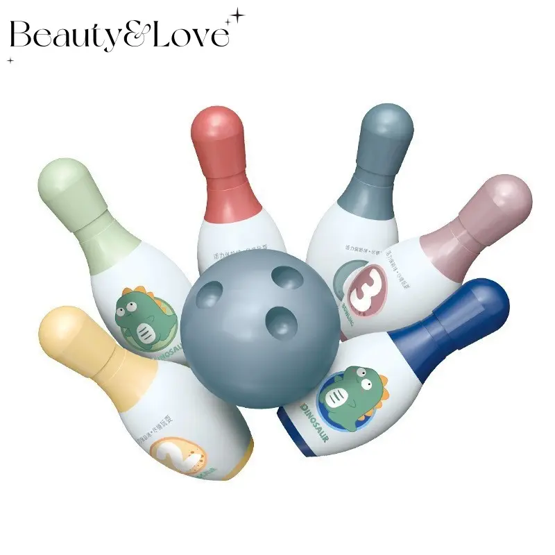Mainan Anak Bola Bowling Ball Ukuran Besar Set Pin Bowling Edukasi Angka Motif Dinosaurus Laki Laki Perempuan SNI 3
