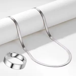 Kalung Titanium Pria Wanita Bonus Cincin Anti Karat