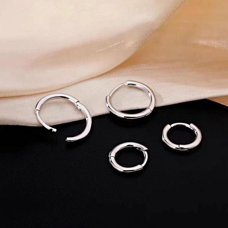 Product Introduction of Khuyên Tai Tròn Bằng Thép Không Gỉ, 2 Chiếc, Dành Cho Nam Và Nữ, Thiết Kế Tối Giản, Khuyên Tai Tròn Nhỏ W1T7 26