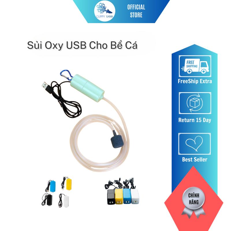 Máy sủi oxy mini 1 vòi - 2 vòi siêu êm máy sục oxi bể cá cảnh bơm khí khi đi câu hồ cá, kết nối USB Mini Cổng USB Cho Bể Cá máy oxi bể cá hà