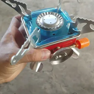 Kompor Camping Gas Alat Masak Alam Mini Kompor Lipat Bunga dan kotak Anti Angin WindProof Nesting Portable