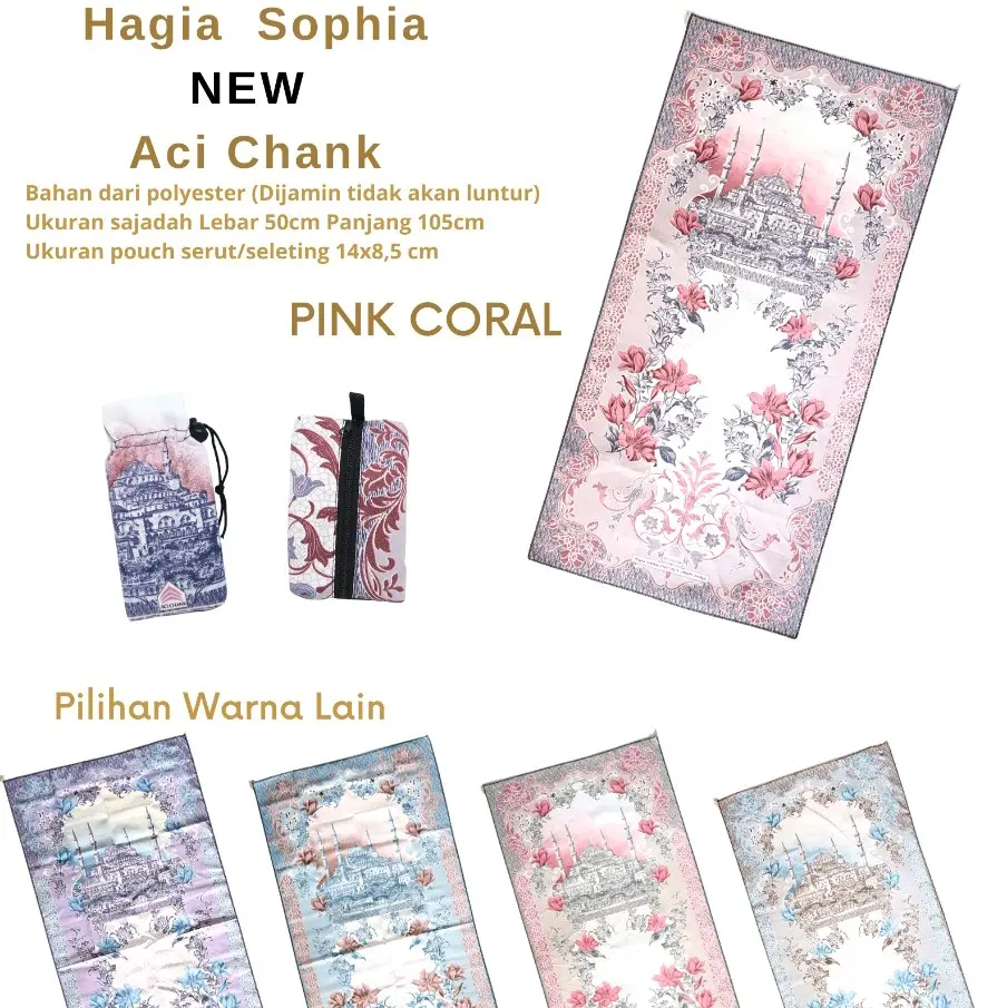 Sajadah Travelling dengan Pouch isi 10pcs Motif Muslim