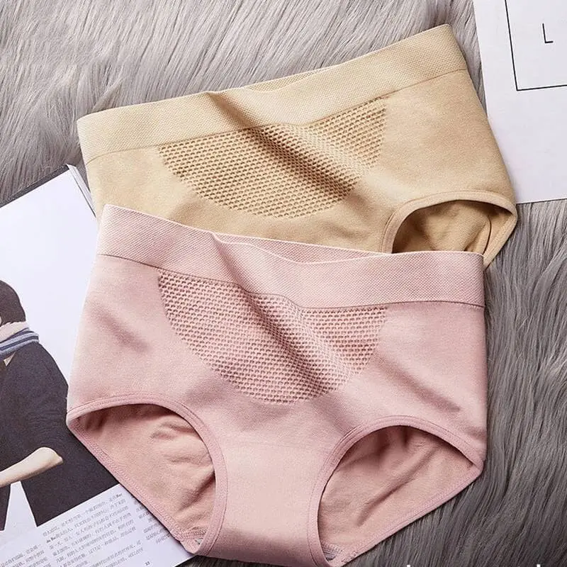 Celana Dalam Wanita Briefs Elastis Seamless Mid Waist Bahan Katun 0