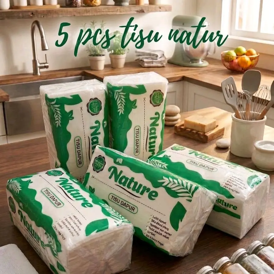Nature Tisu Dapur 5 Pcs Tisu Natur untuk Kebutuhan Rumah Tangga Anda