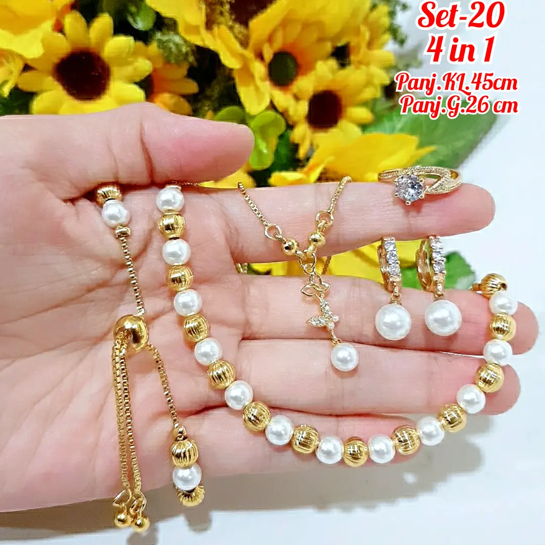 SET PERHIASAN KALUNG DEWASA MOTIF PERMATA 4 IN1 /SET-20/SET-45/SET-46