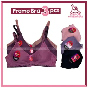BH Sport wanita / Bra Sport Wanita Paket Bundle 3pcs Bahan Katun Size 36 38 40 & 42
