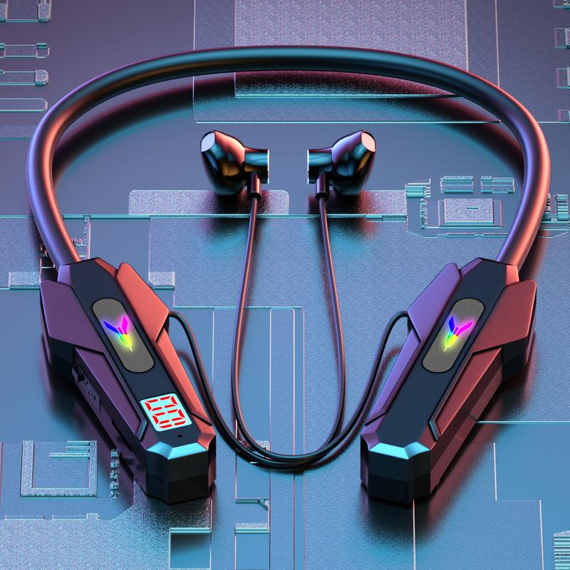 Tai nghe đeo cổ Bluetooth, Basaus, Phiên bản 2025, chất lượng âm thanh tốt, thời lượng pin siêu dài 130 giờ, chức năng micrô.