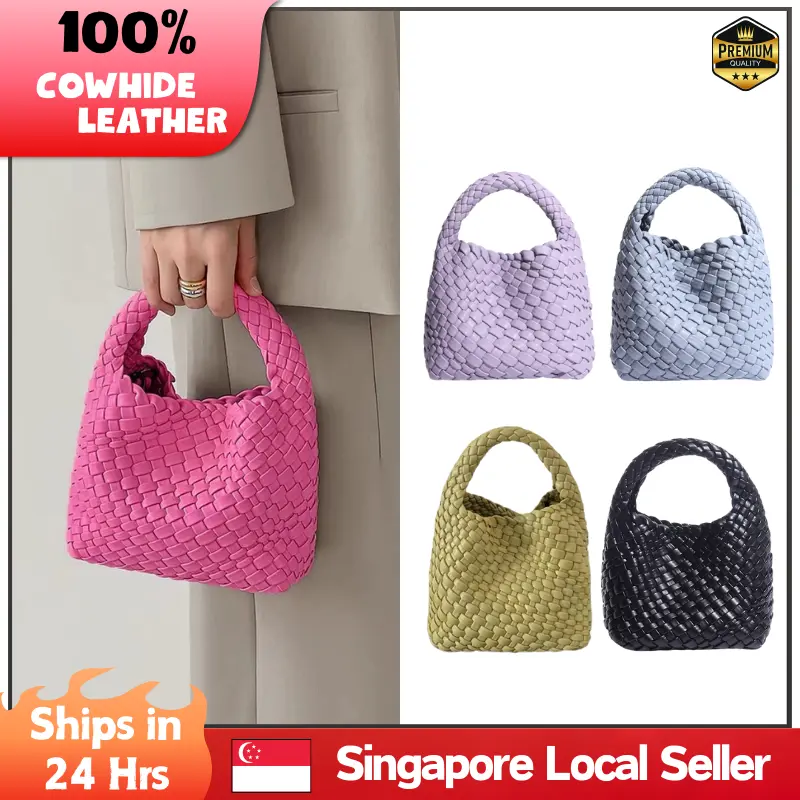 [SG] Ready Stock - Handmade Mini Woven Leather Bag with Mini Purse | Lightweight & Stylish