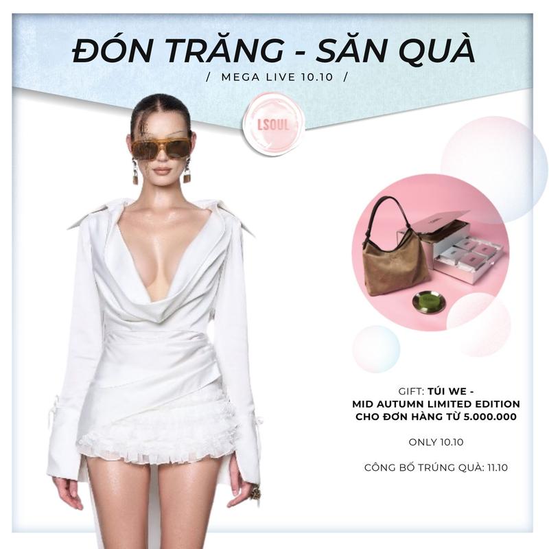 LSOUL - Ecce Set Top Áo Tay Dài Có Dây Cỗ Trễ Cá Tính Kèm Chân Váy Xếp Ly S24050683 CV24050675 Women Trắng Kem