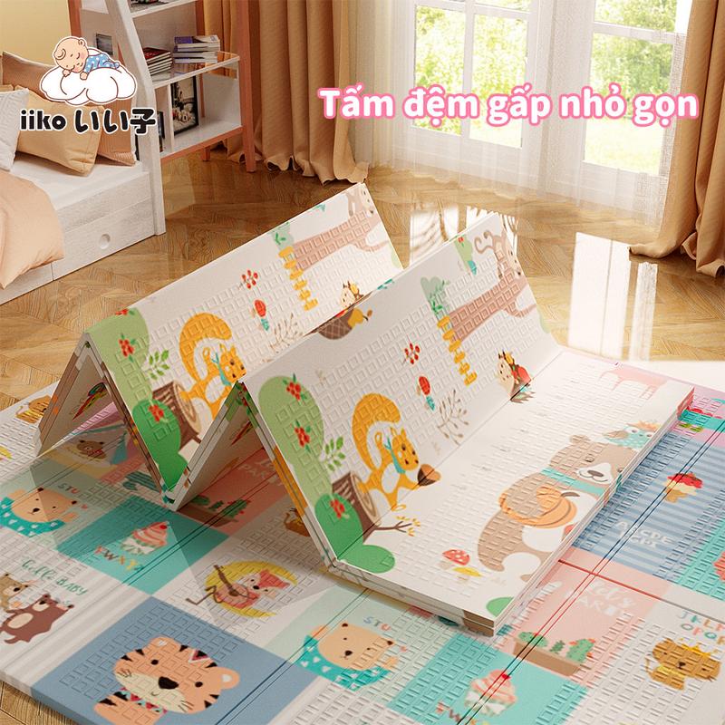 IIKO Thảm Đa Năng Cho Bé - Bò Chơi Dã Ngoại. Gấp 3 Giây Chống Ẩm Đàn Hồi Tốt. Tiện Lợi Cất Gầm Giường