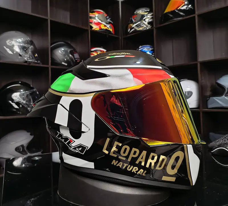 Helm MLA TT-COURSE Motif Leopard Blue/Red/Gold - Visor Single, Fullface Model Kyt Ttc - Kaca, Motorcycle 7