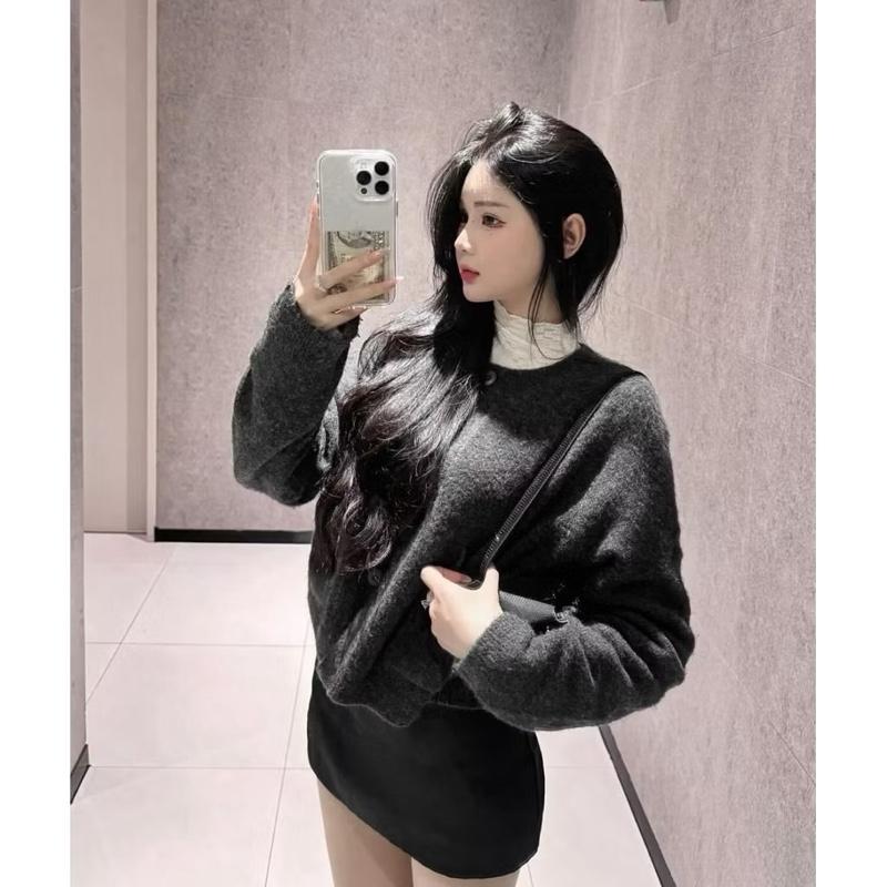  ÁO LEN CADIGAN NGẮN TRƠN XÁM 