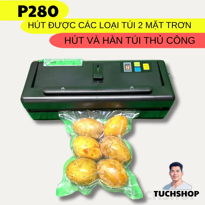 ShineYe Máy Hút Chân Không Thực Phẩm P280 Công Suất 150W Không Kén Túi Hút Và Hàn Túi Thủ Công Cho Đồ Khô Ướt Có Nước Bảo Hành 12 Tháng 0