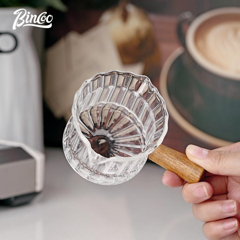 BINCOO Coffee Milk Cup with Scale Italian Concentrated Measuring Cup with Wooden Handle Milk Jar 160ML 7