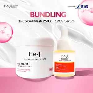 [HE-JI] Bundle 2 in 1 Glowing Set Gel Mask with Sakura Extract & Rosses Secret Glow Serum - Perawatan Kulit Wajah Normal & Sensitif I Paket Skincare Cocok Untuk Menenangkan, Melembabkan & Mencerahkan Wajah - BPOM APPROVED