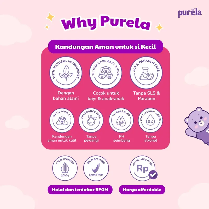 PURELA Soothing Baby Creme Face & Body (70gr) Perawatan Skincare Anak Wajah dan Badan | Krim untuk Mencerahkan, Mengatasi Ruam, gatal alergi, biang keringat, gatal kemerahan dan Permasalahan Kulit Bayi lain, BPOM & HALAL 3