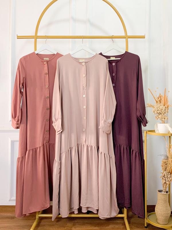 DRESS MEDINA POLOS BAHAN RAYON TWIL PREMIUM BY SHAFIRA/GAMIS/BAJU WANITA DEWASA Muslim Twill Mewah Midi Maxi 1