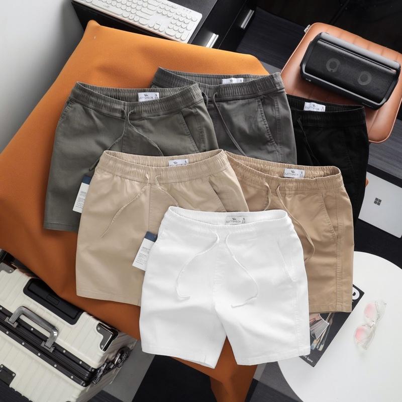 Quần short Kaki Dusty Tailor Lưng Thun, form quần slimfit Menswear Nam Cotton dây rút quan