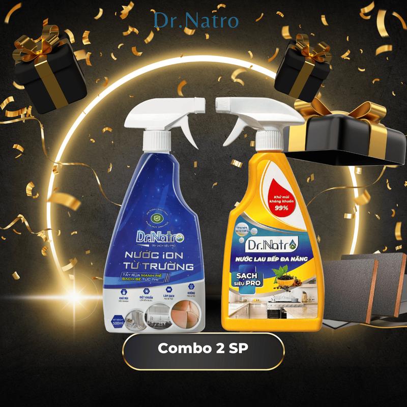 Combo 1 Chai Siêu Tẩy Đa Năng Dr.Natro 500ml và 1 chai lau bếp + 1 miếng xốp chà nhám DR NATRO HABELA HOME,Tẩy Sạch Mọi Vết Bẩn, Làm Sạch