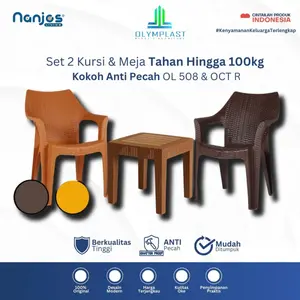 [Garansi Kokoh Anti Pecah] Set 2 Kursi OLYMPLAST OL 508 Kursi Santai + 1 Meja OCT R Meja
