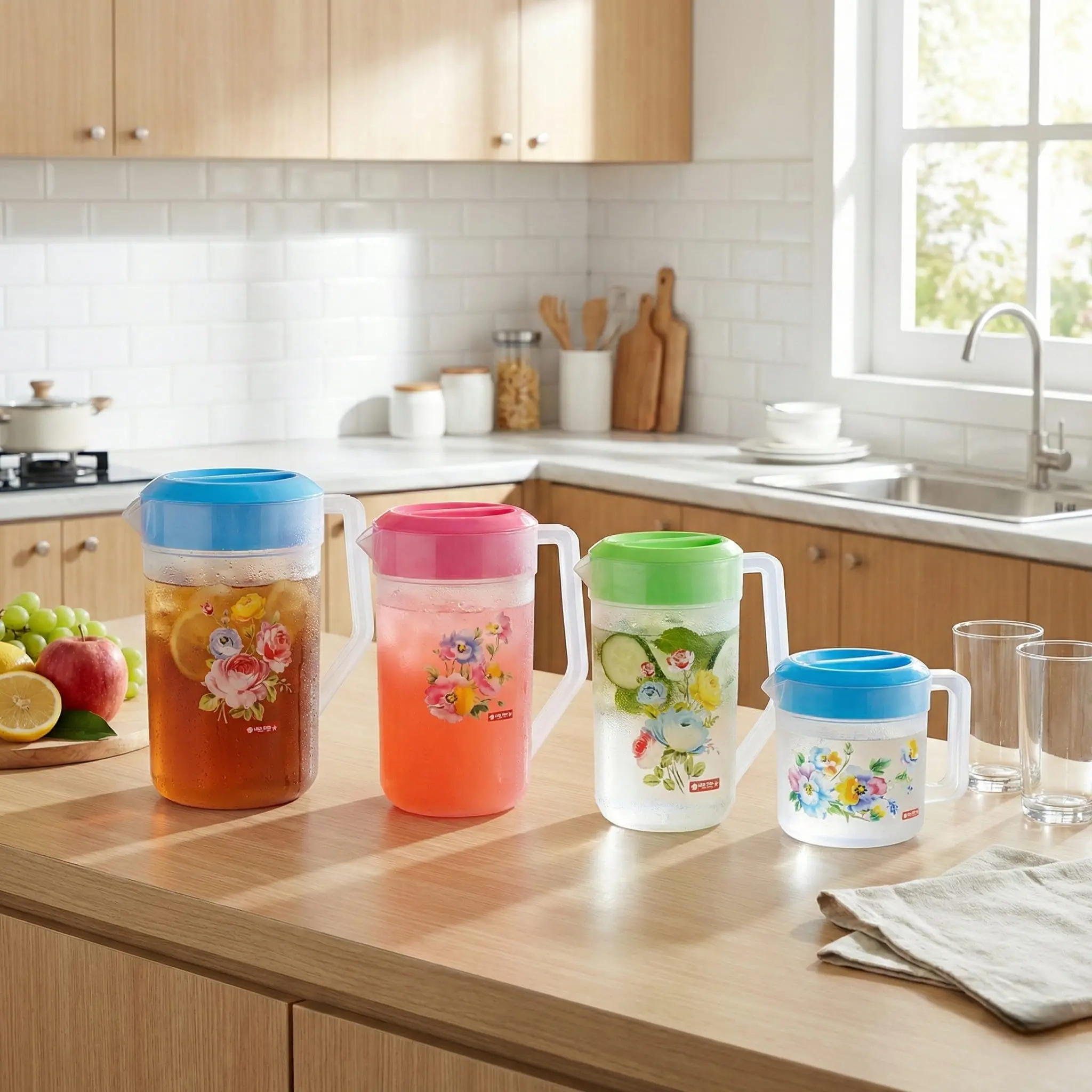 LION STAR WATER JUG 2.1 LITER K-3 WADAH AIR CERET PLASTIK BPA FREE BIRU MERAH HIJAU TEKO BENING PLASTIK FOOD GRADE ANTI PECAH MURAH KITCHENWARE TEKO TEH